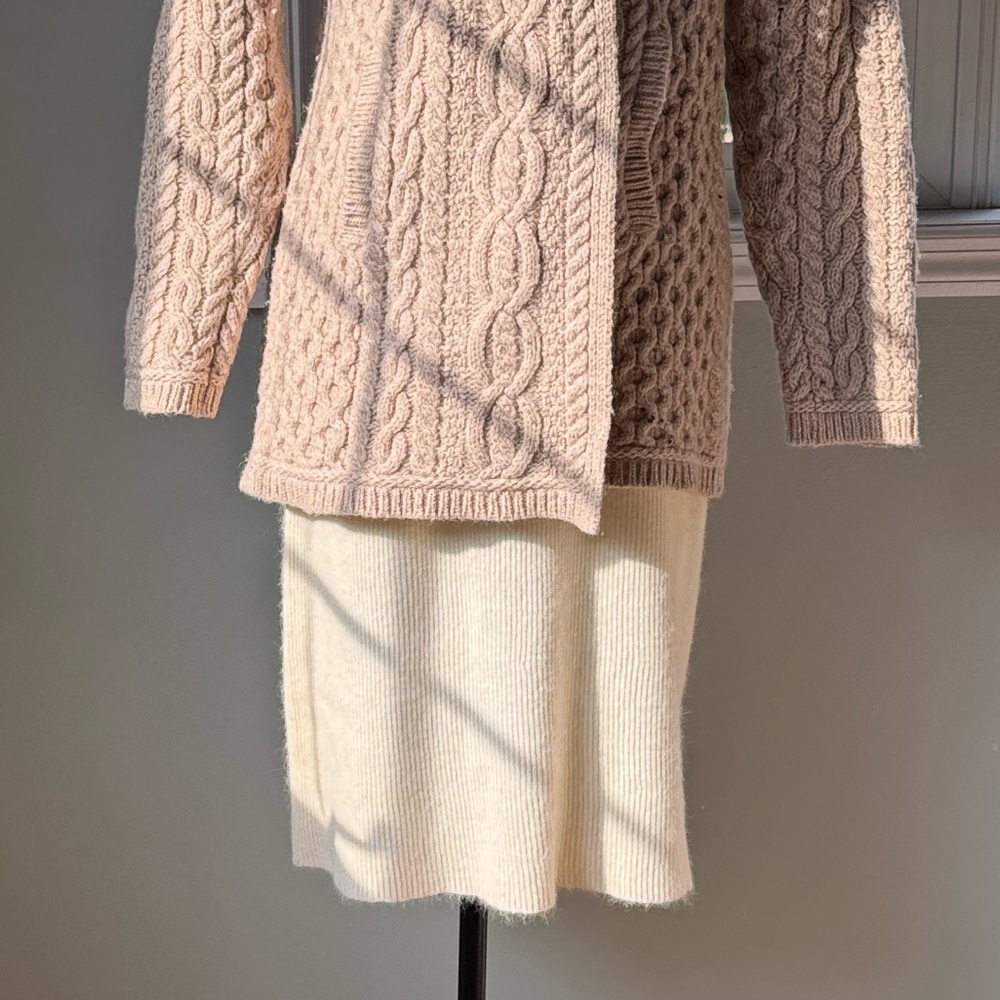 Vintage Liz Claiborne cream‎ angora sweater knit midi skirt size M